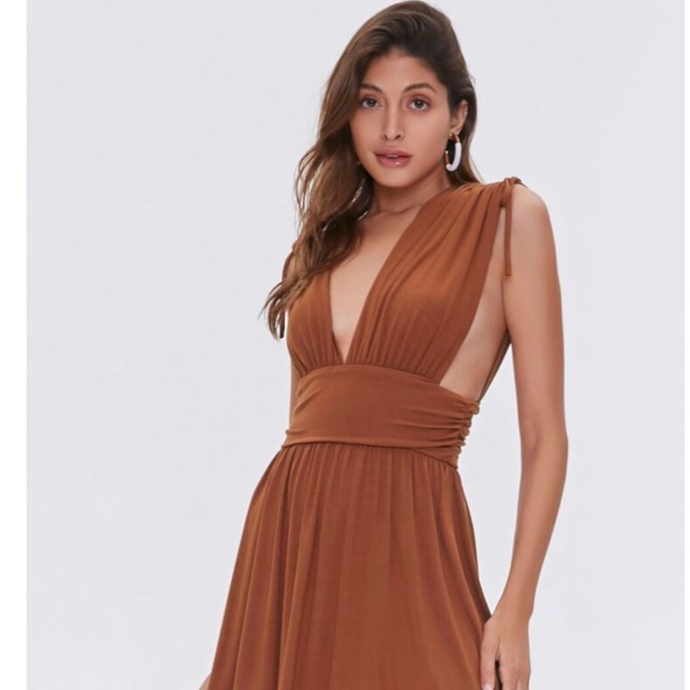 Plunging Shirred Mini Dress/NEVER BEEN WORN